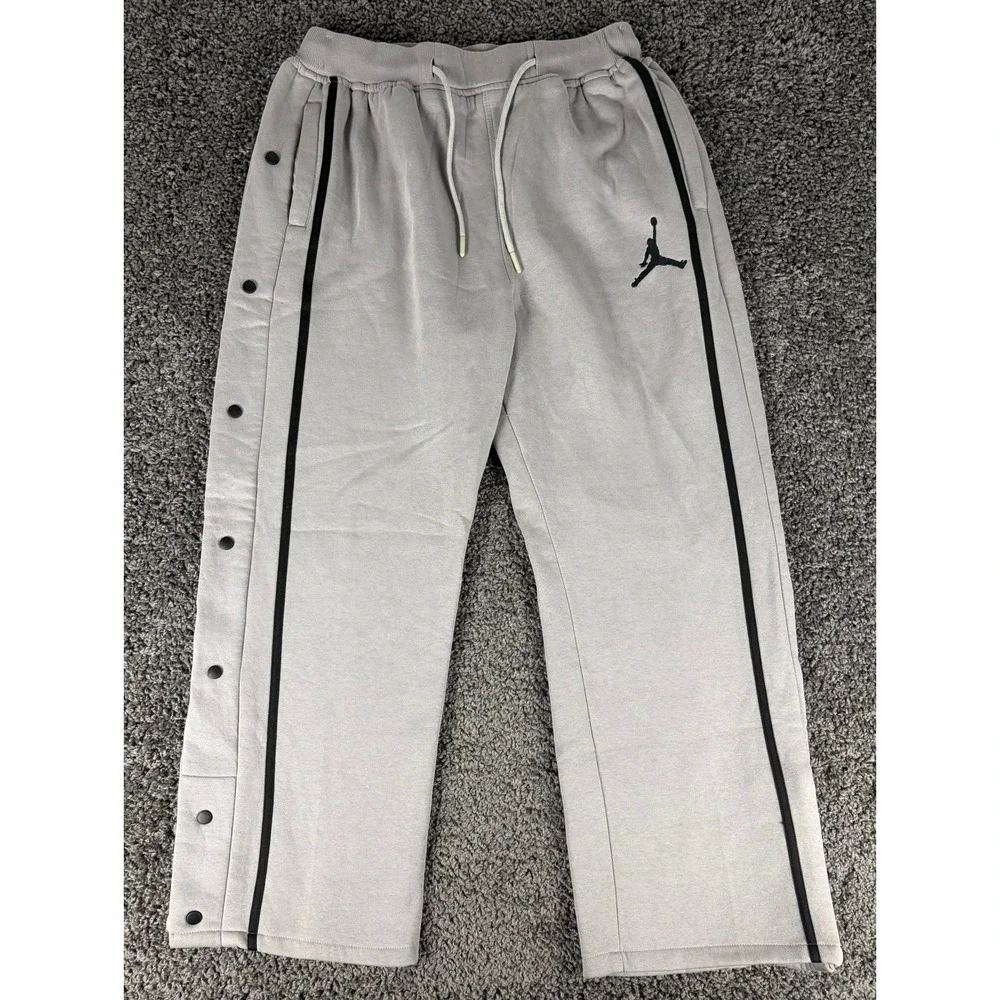 Jordan Flight Club Mens Snap Away Sweat Pants Grey Black Stripe 30x29 Jumpman